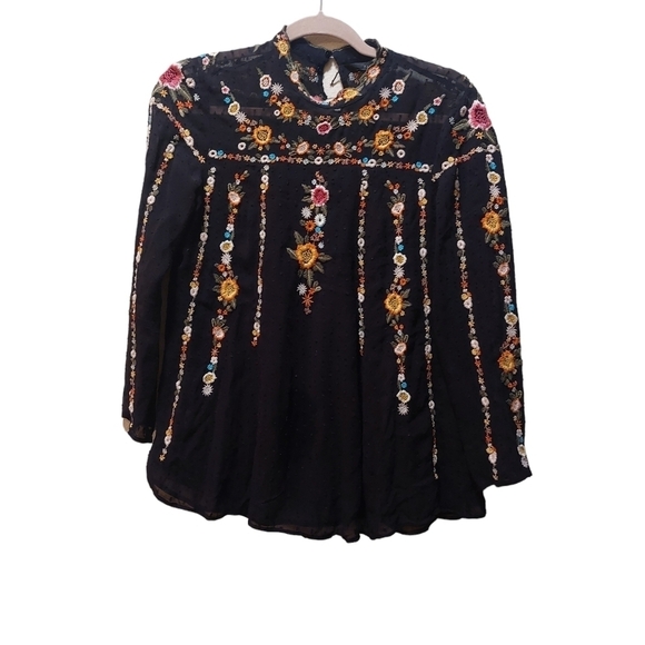 Zara Tops - Zara Woman Ladies Long Sleeve Floral Embroidered Top- size S